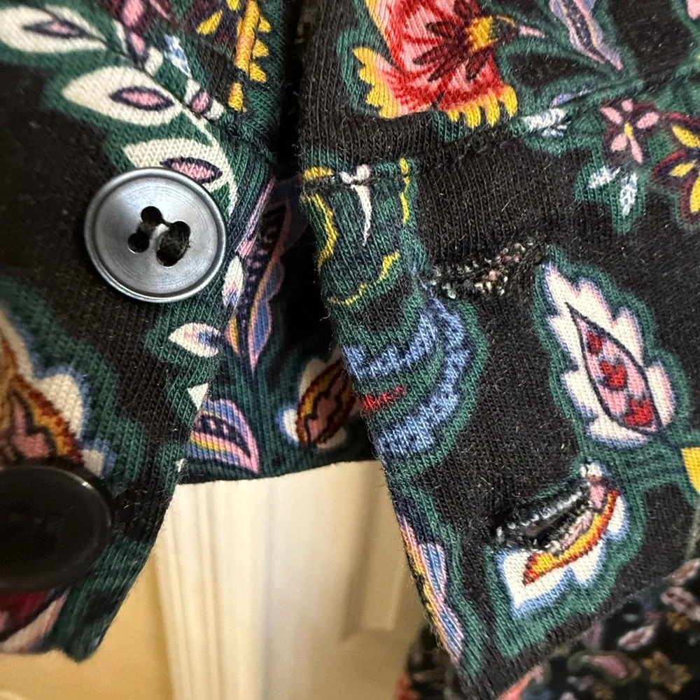 Boden Black Floral Print Long Sleeve Dress US 12R - Picture 5 of 6